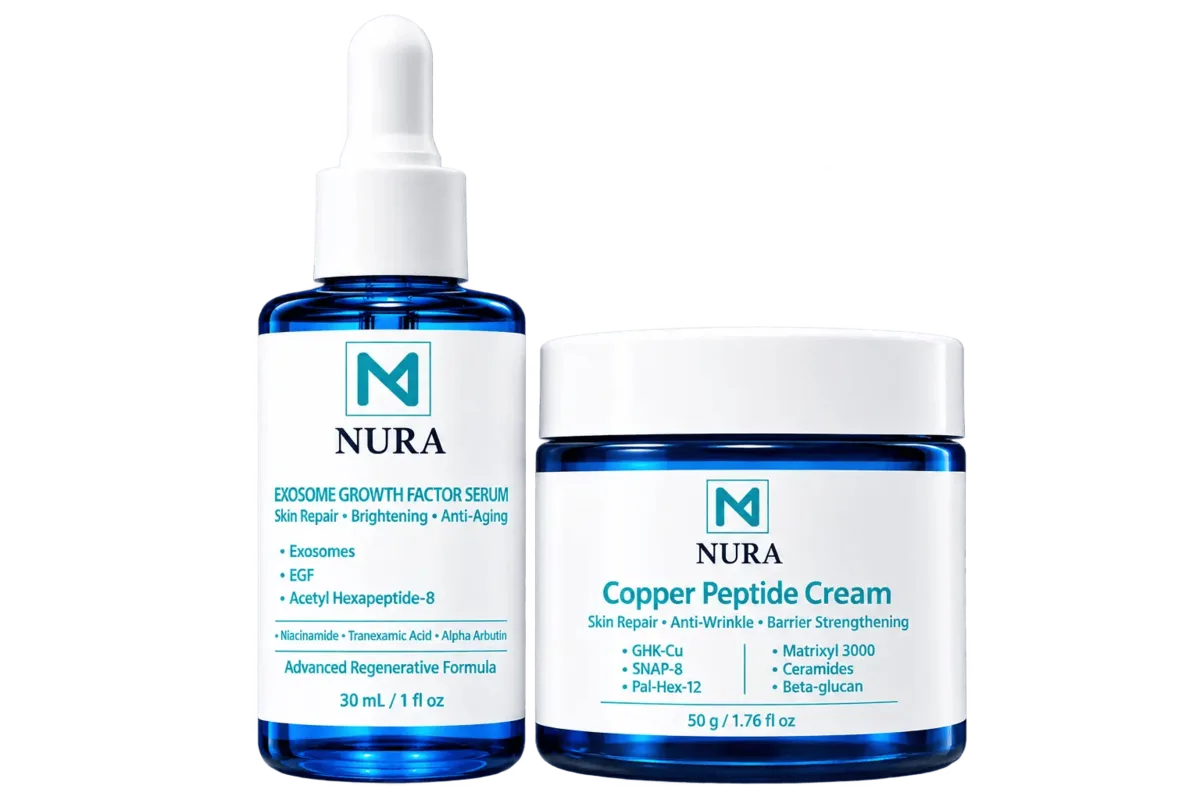 Nura Exosome Growth Factor Serum and Nura Copper Peptide Cream